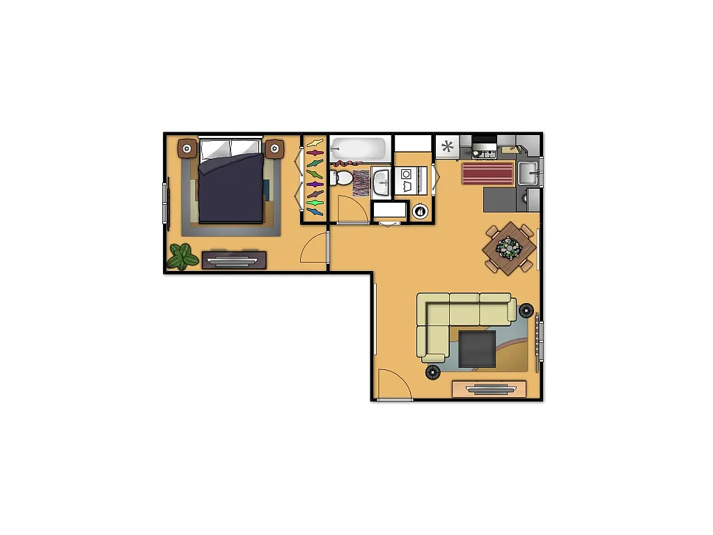 Floor plan One Bedroom East - End Unit