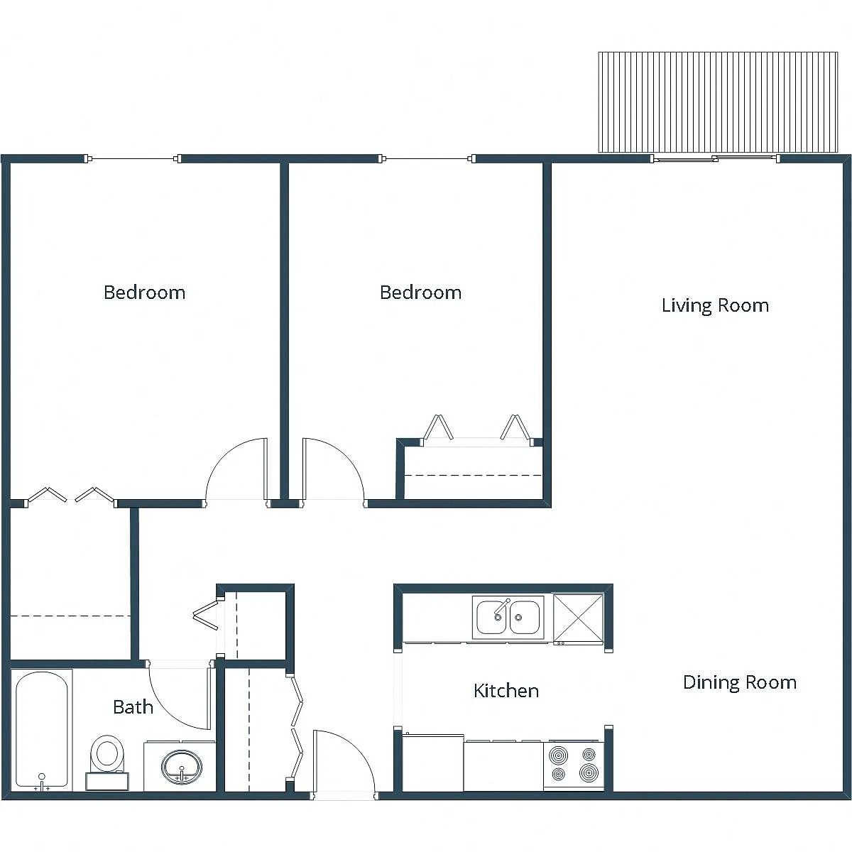 Floor plan Two Bedroom 21A