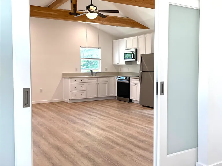 View from the bedroom with the doors open.