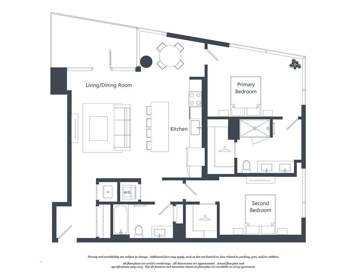 Floor plan 2 Bed - 2 Bath | b03