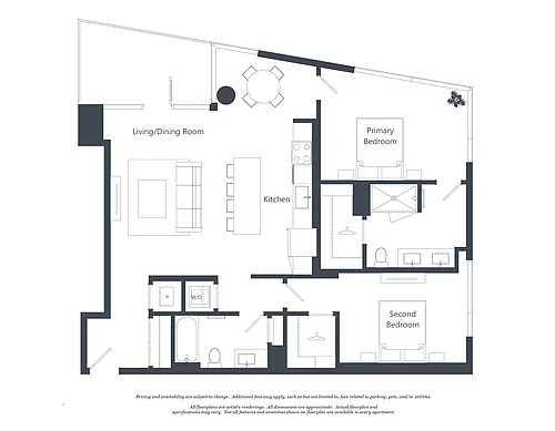 Floor plan 2 Bed - 2 Bath | b03