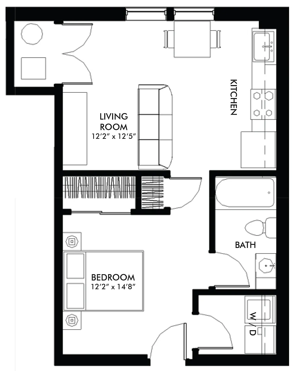 Floor plan Studio 1 Bathroom