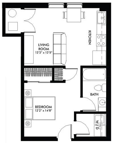 Floor plan Studio 1 Bathroom