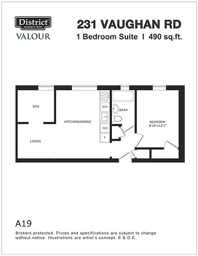 Floor plan One Bedroom + Den