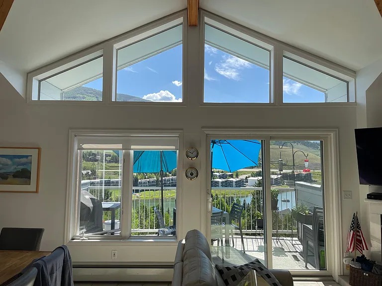 View out vaulted windows.