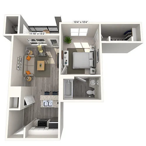 Floor plan Traditional 1x1 545-550 SF