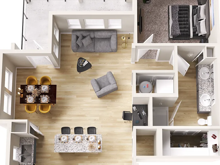 One Bedroom Apartment with a wrap-around balcony in Greenville, TX