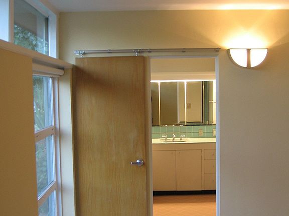 Master bedroom view into master bath