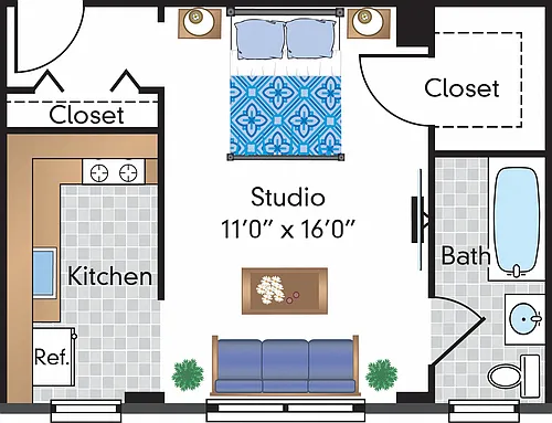 Floor plan Renovated Studio 03 Tier