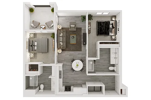Floor plan 2 Bedroom + 2 Bath with Garage