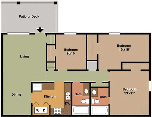 Floor plan 3Bed - 2Bath