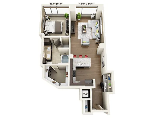 Floor plan One Bedroom A1M
