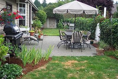 Private backyard plus sport court