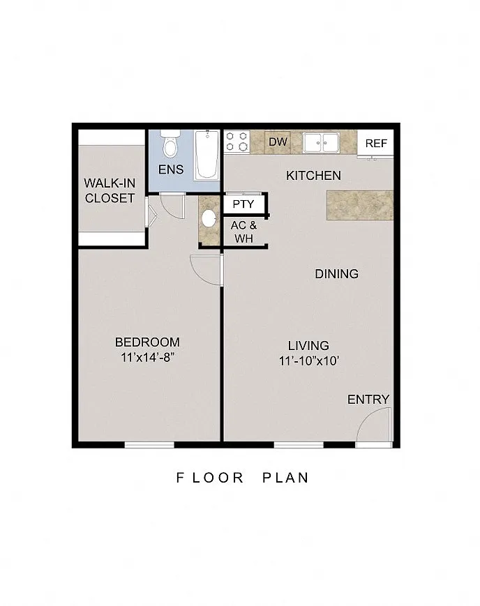 Floor plan A1 - One Bedroom One Bath