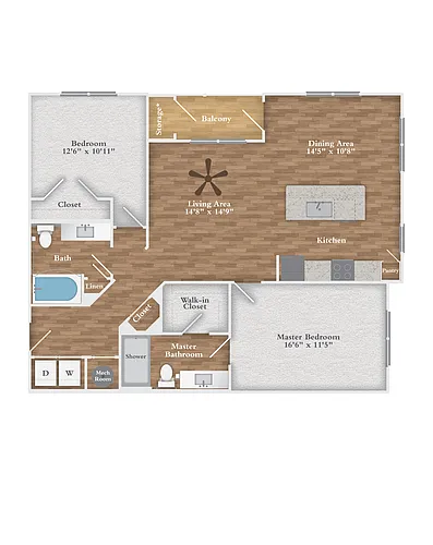 Floor plan 2 X 2 B