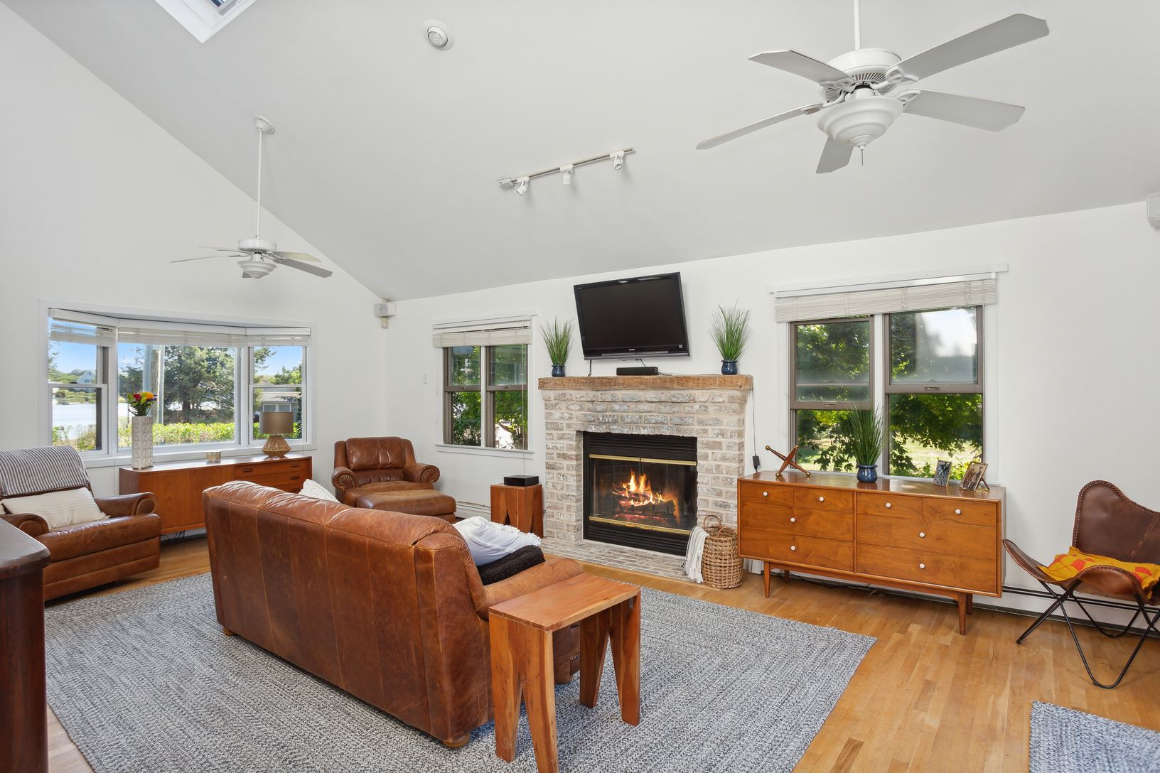  Living room with wood burning fireplace