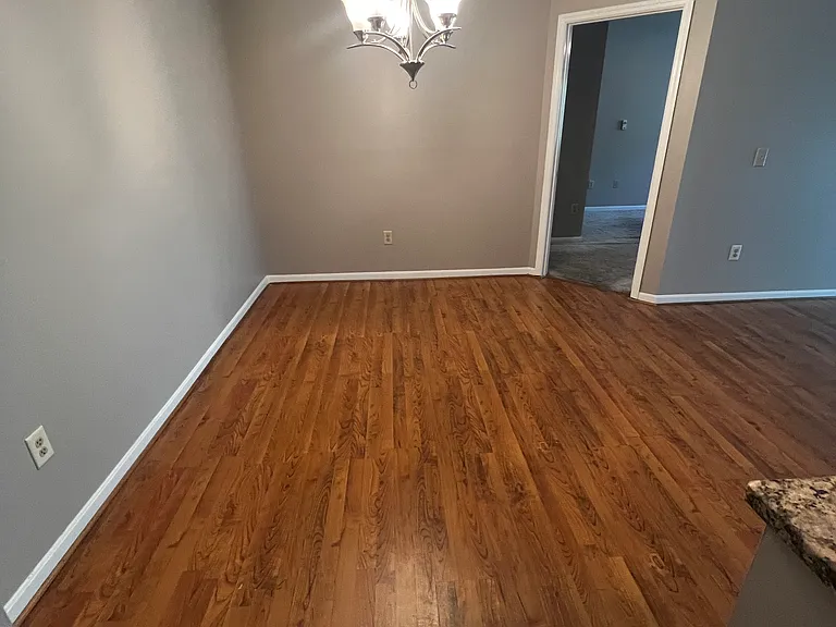 Dining room with chandelier
