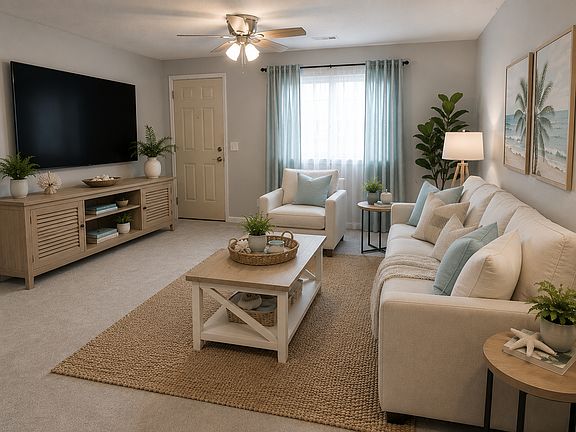 Living room virtually staged.