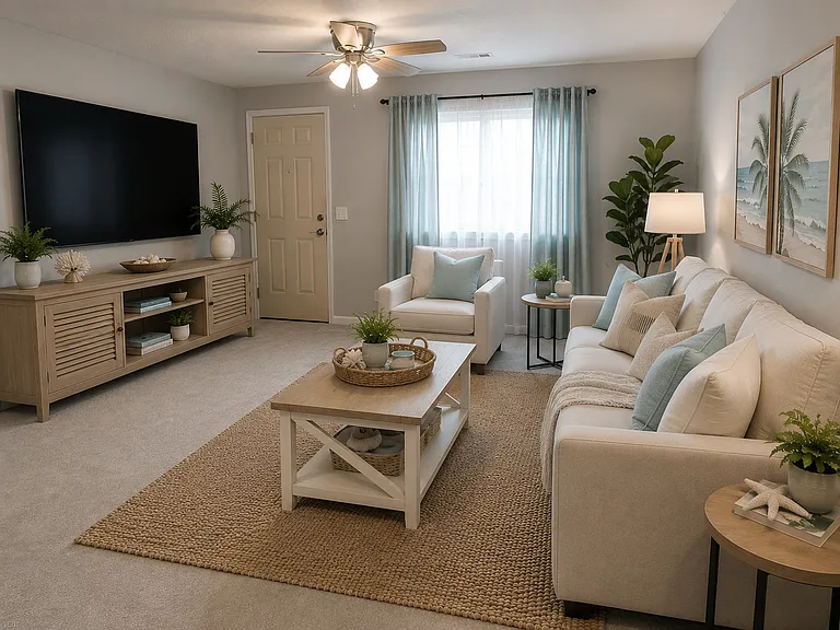 Living room virtually staged.