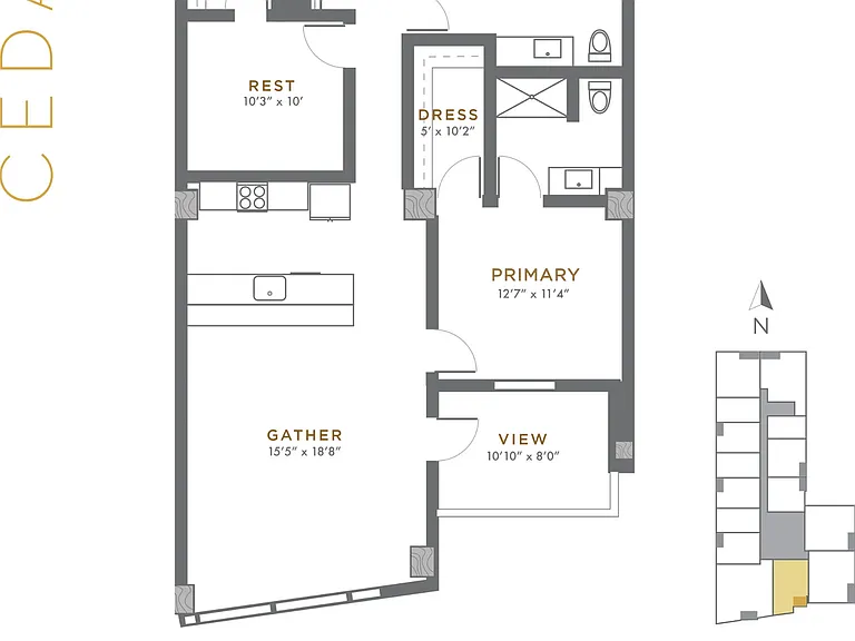 Cedar - 2 BD / 2 BA - 1,155 SF Cedar - 2 BD / 2 BA - 1,155 SF