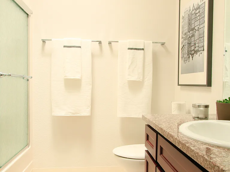 Bathroom 1 & 2 - same size - back to back with skylight and tub shower enclosure