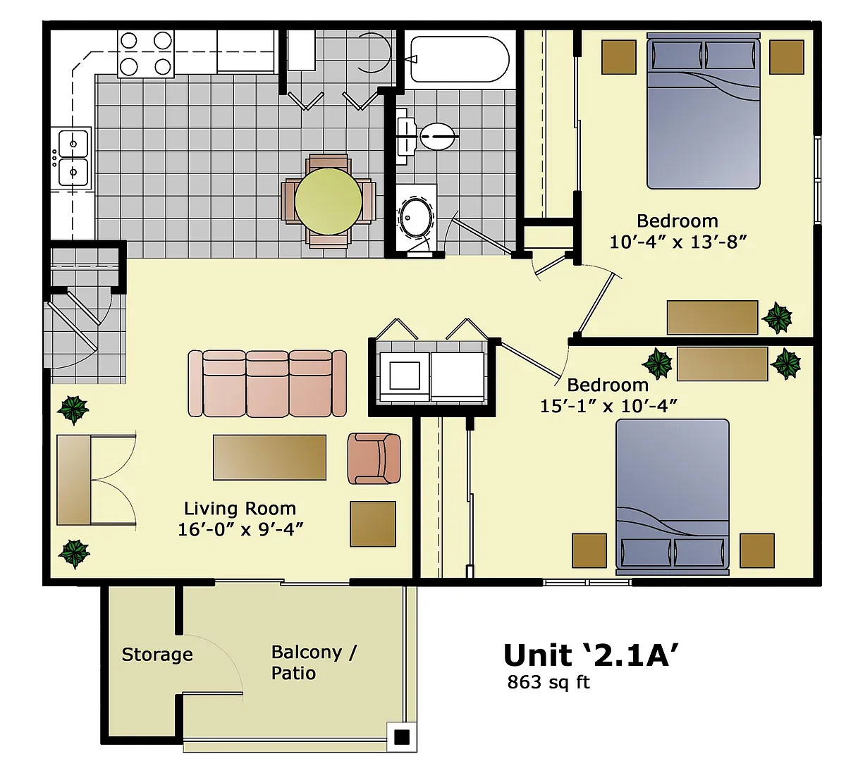 Floor plan 2-1A