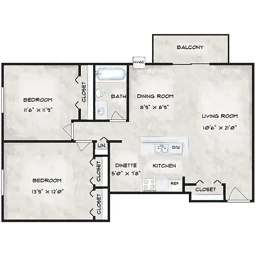 Floor plan Two Bedroom