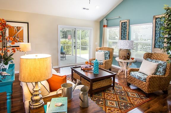 Living Room with Covered Patio off side of Ranch style home