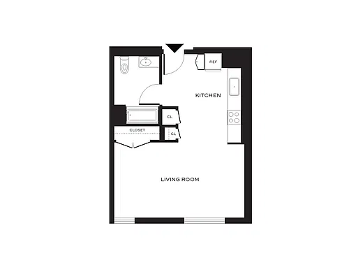 Floor plan Studio 70% AMI - Income Restricted