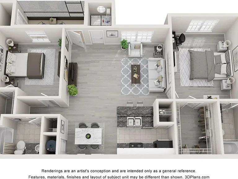 A 3D floor plan rendering of The Sapphire.