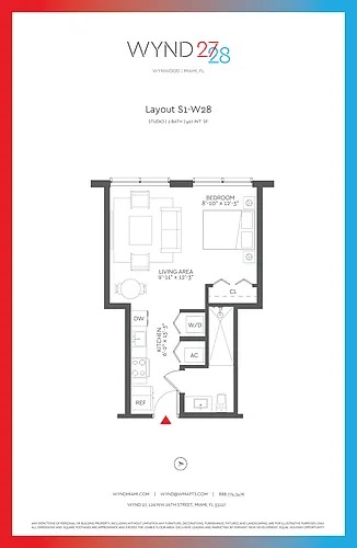Floor plan W28 - Studio (497 SF)