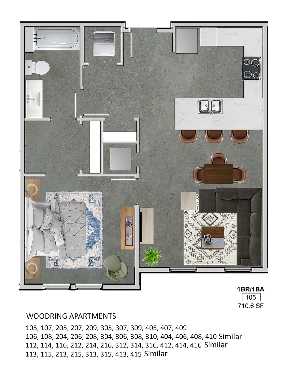 Floor plan 1 Bedroom Apartment