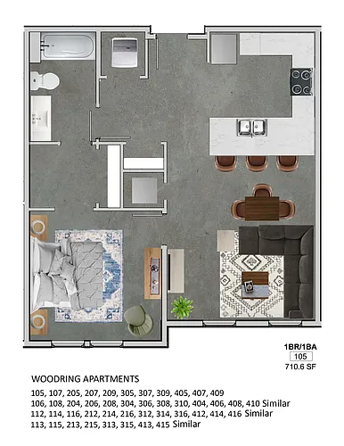 Floor plan 1 Bedroom Apartment