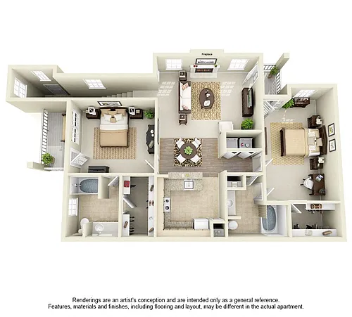 Floor plan Plan B4 - 2 Bed 2 Bath