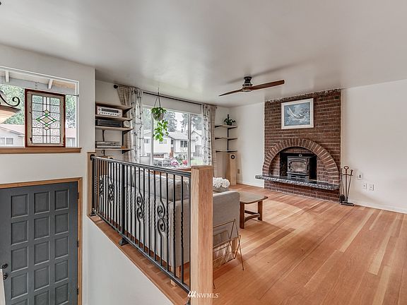 Wood burning fireplace.