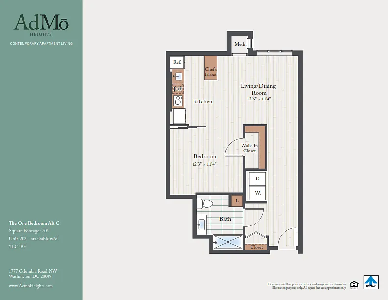 Floor plan The One Bedroom Alt C