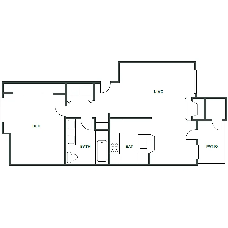 Floor plan 1 Bed, 1 Bath A