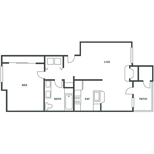 Floor plan 1 Bed, 1 Bath A