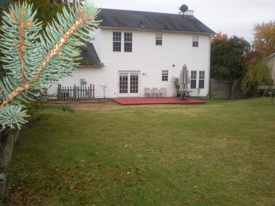 Flat fully fenced back yard w/ deck