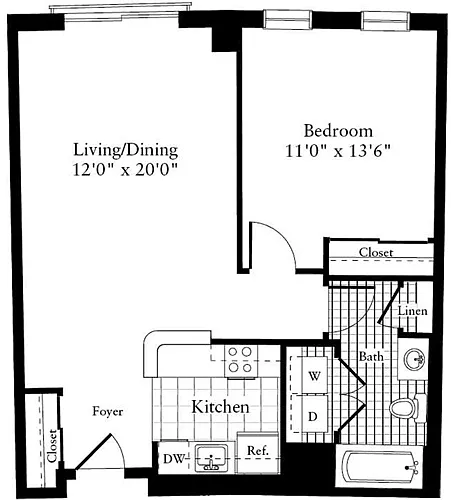 Floor plan 1 Bedroom G