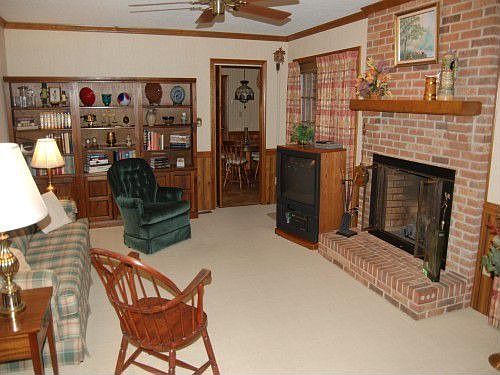 Den with French Doors & Gas Fireplace