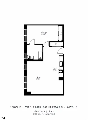 Floor plan 1 Bed | 1 Bath (B4) ADA