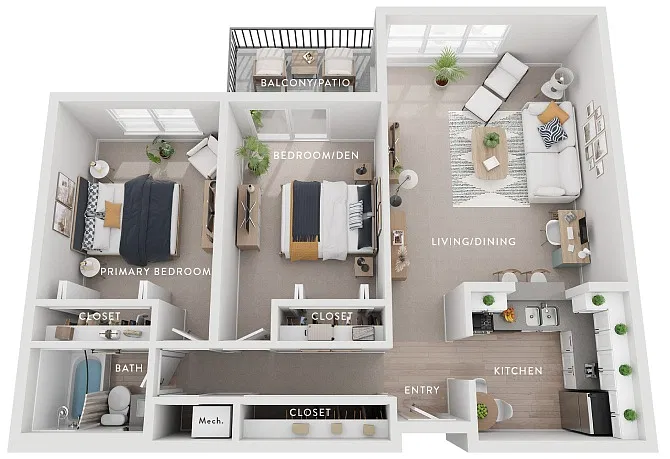 Floor plan Maple (Bs) 2 Bedroom Apartment