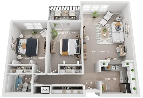 Floor plan Maple (Bs) 2 Bedroom Apartment