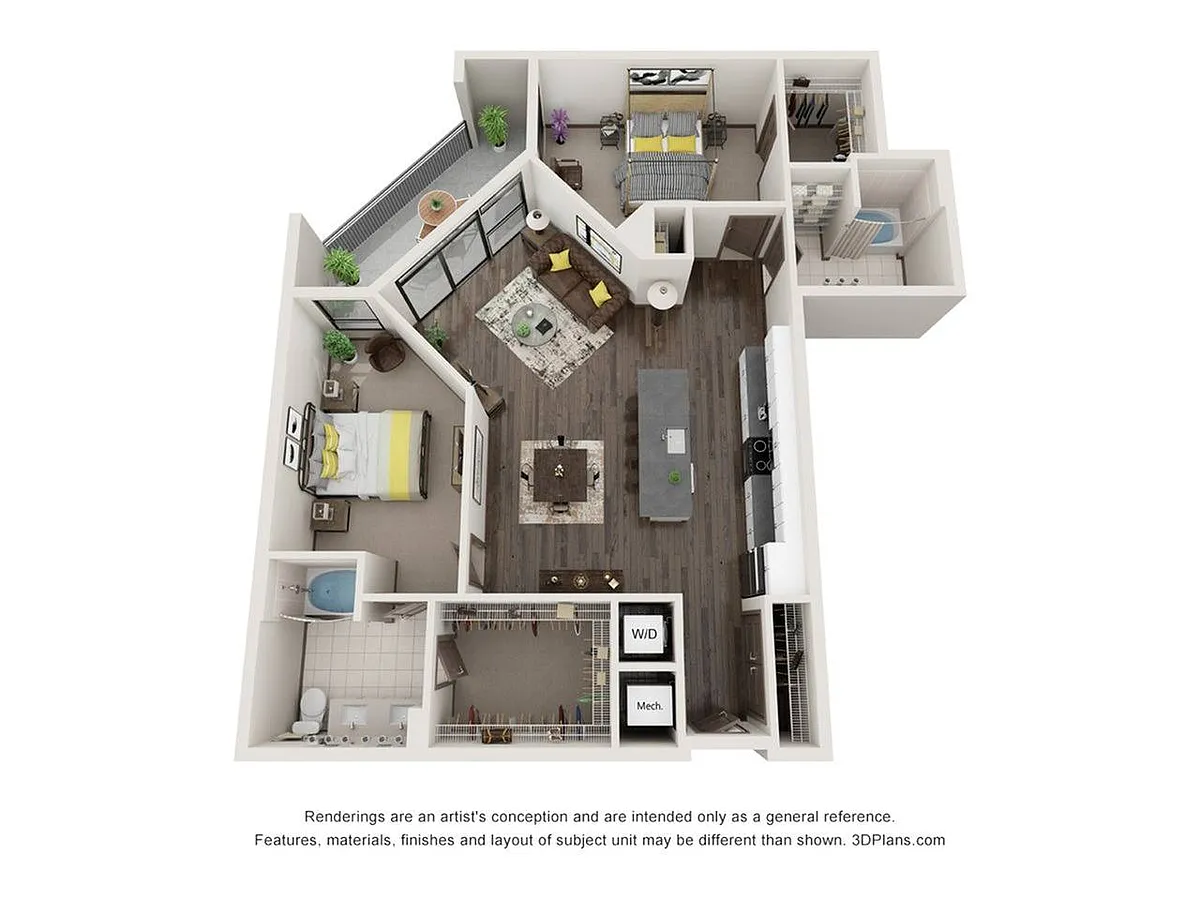 Floor plan Sheridan (2 Bedroom & 2 Bathroom)