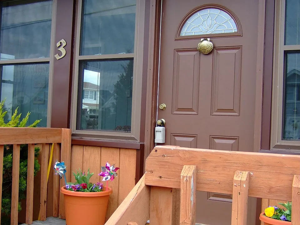 Front door with a great shell knocker