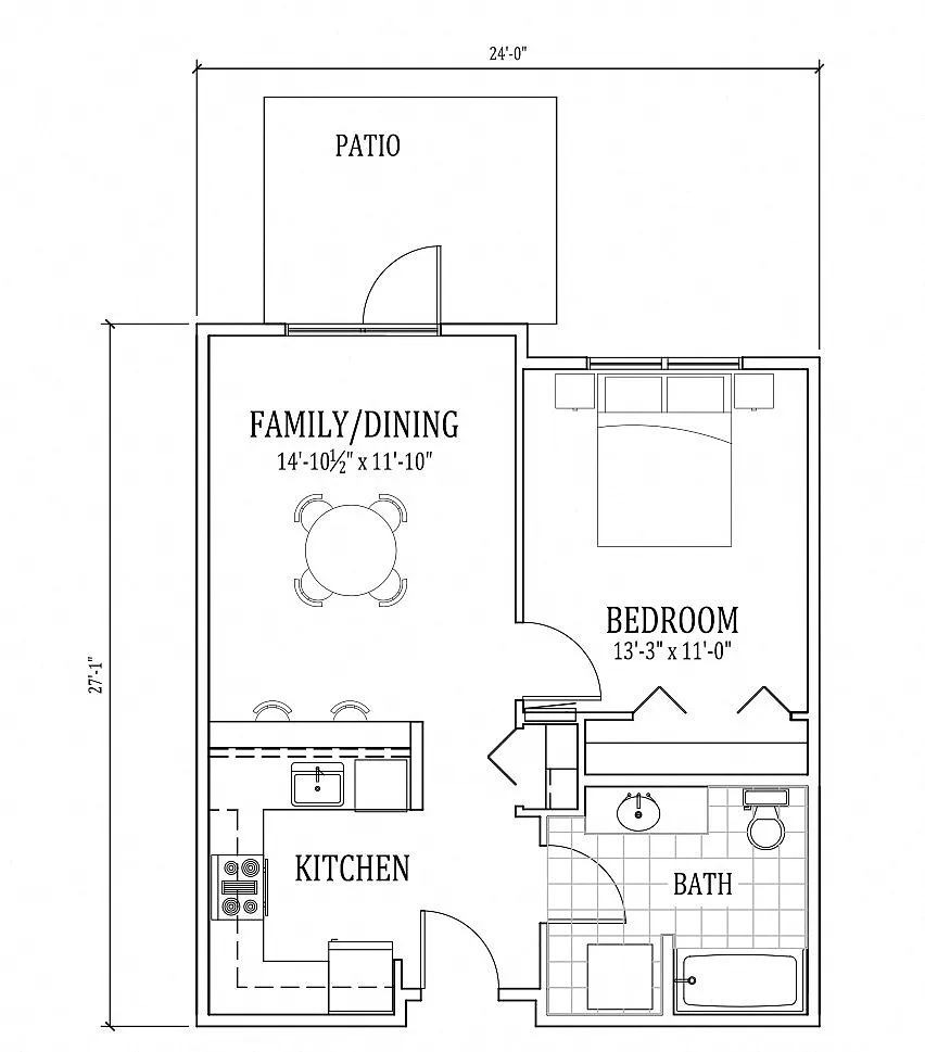 Floor plan 1 Bed, 1 Bath A4 (MFTE)