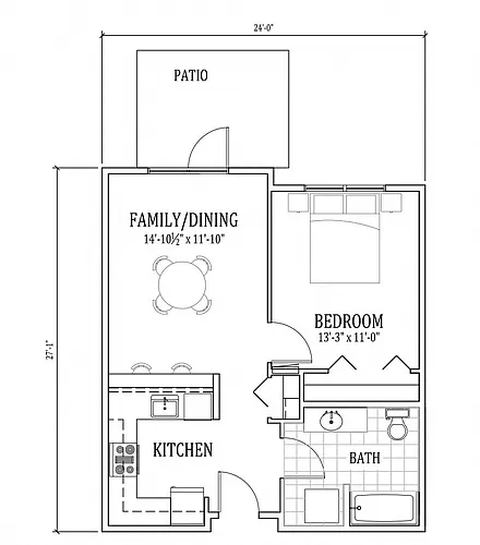 Floor plan 1 Bed, 1 Bath A4 (MFTE)