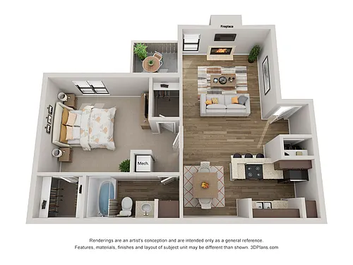 Floor plan 1 Bedroom 1 Bathroom