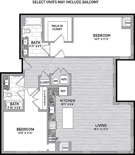 Floor plan 2 Bed 2 Bath-B4